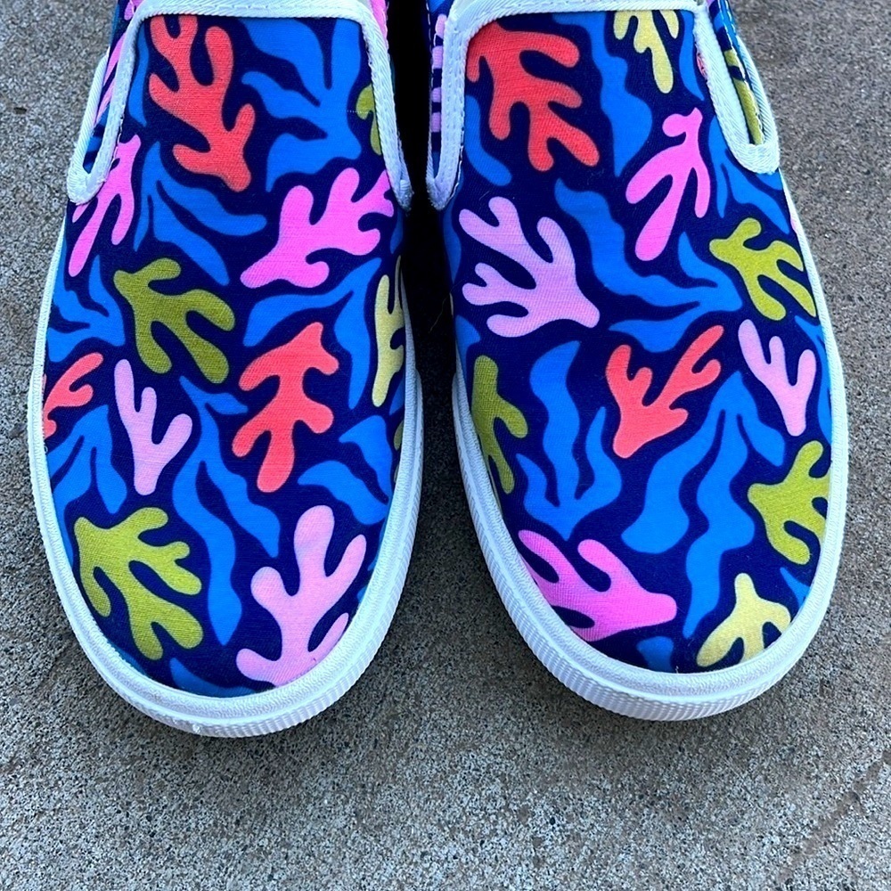 BUCKETFEET Blue Coral Kelp Pattern Shoes Size 8 - Picture 4 of 13
